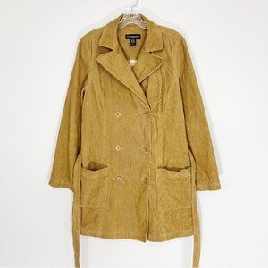 Abercrombie & Fitch Caramel Corduroy Double Breasted Long Jacket Size Medium
